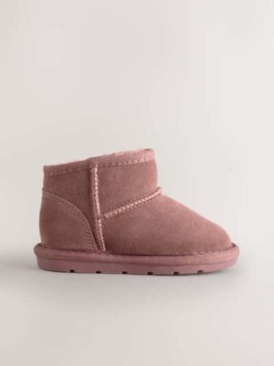 Pink Water Repellent Standard Fit (F) Suede Pull On Boots
