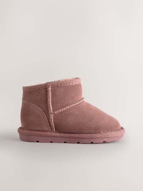 Pink Water Repellent Standard Fit (F) Suede Pull On Boots