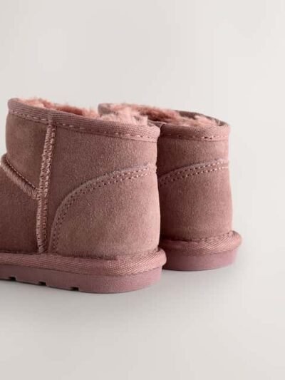 Pink Water Repellent Standard Fit (F) Suede Pull On Boots