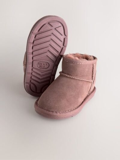 Pink Water Repellent Standard Fit (F) Suede Pull On Boots