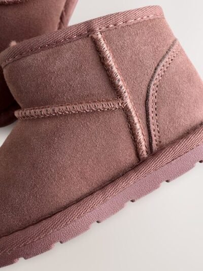 Pink Water Repellent Standard Fit (F) Suede Pull On Boots