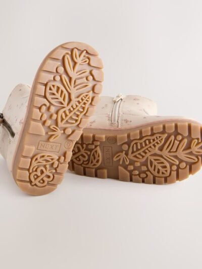 Neutral Floral Standard Fit (F) Chelsea Zip Tassel Ankle Boots