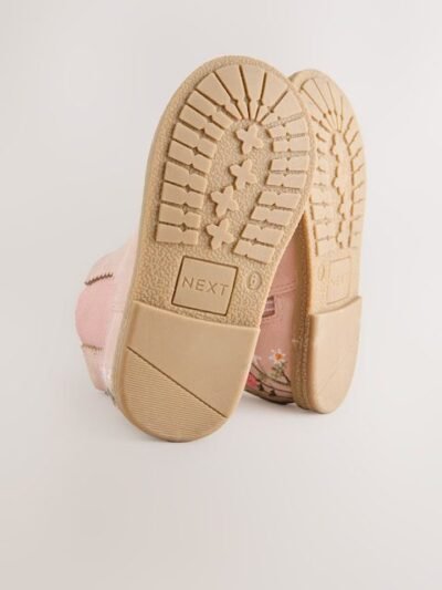 Pink Embroidered Standard Fit (F) Chelsea Ankle Boots