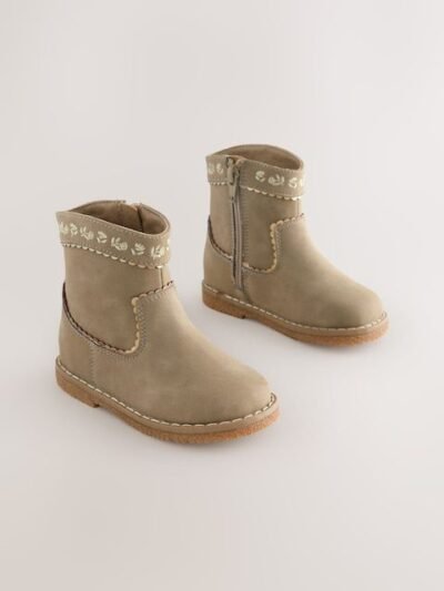 Olive Green Standard Fit (F) Western Ankle Boots