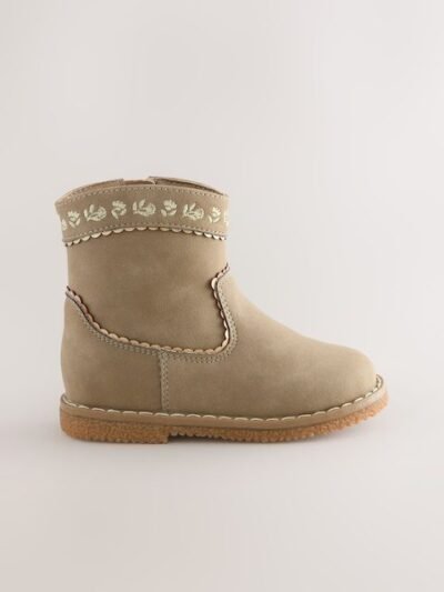 Olive Green Standard Fit (F) Western Ankle Boots