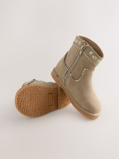 Olive Green Standard Fit (F) Western Ankle Boots