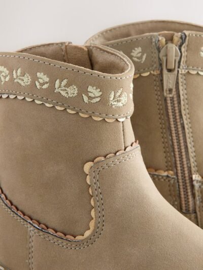 Olive Green Standard Fit (F) Western Ankle Boots