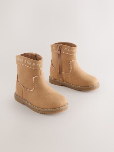 Tan Brown Standard Fit (F) Western Ankle Boots