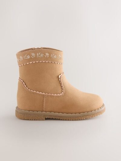 Tan Brown Standard Fit (F) Western Ankle Boots