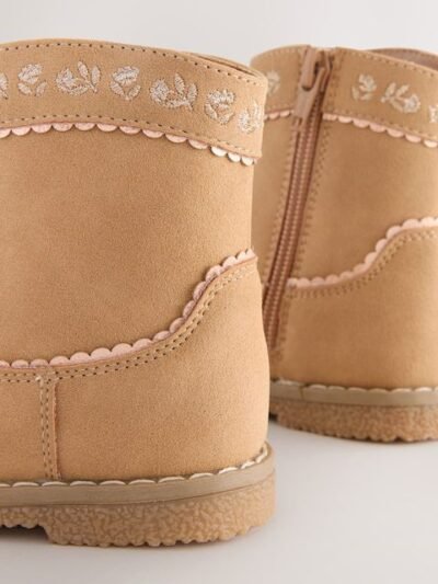 Tan Brown Standard Fit (F) Western Ankle Boots