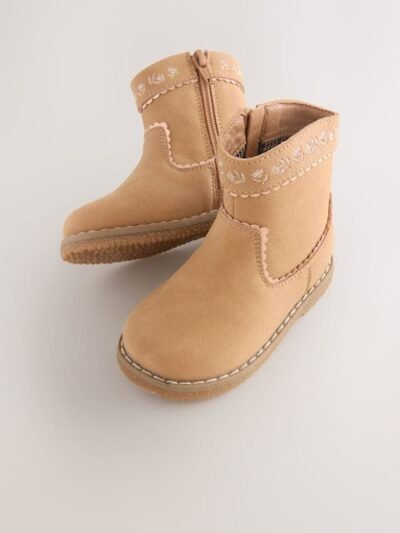 Tan Brown Standard Fit (F) Western Ankle Boots