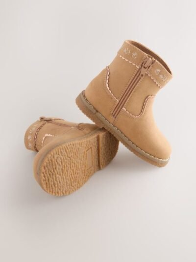 Tan Brown Standard Fit (F) Western Ankle Boots