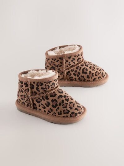 Leopard Water Repellent Standard Fit (F) Suede Pull On Boots