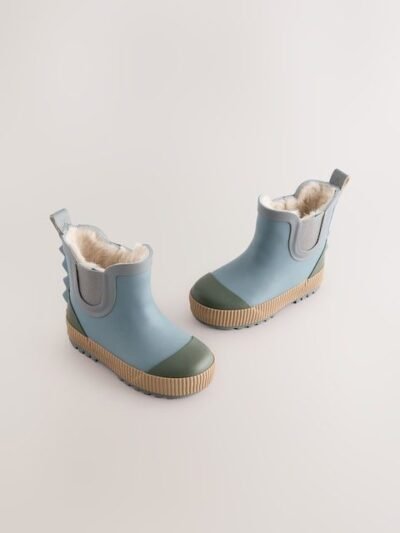 Blue Neutral Colourblock Warm Lined Ankle Wellies