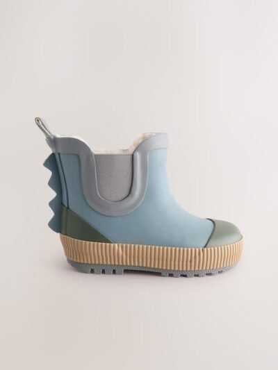 Blue Neutral Colourblock Warm Lined Ankle Wellies