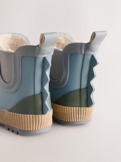 Blue Neutral Colourblock Warm Lined Ankle Wellies