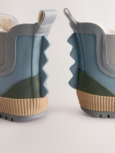 Blue Neutral Colourblock Warm Lined Ankle Wellies