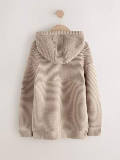 Neutral Utility Knitted Hoodie