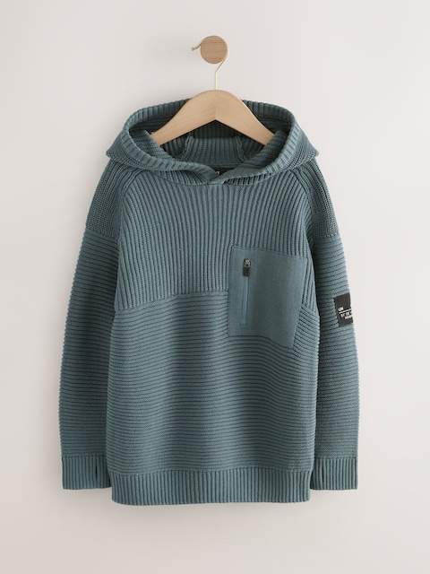 Blue Utility Knitted Hoodie (3-16yrs)