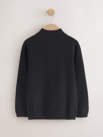 Black Zip Through Knitted Cardigan