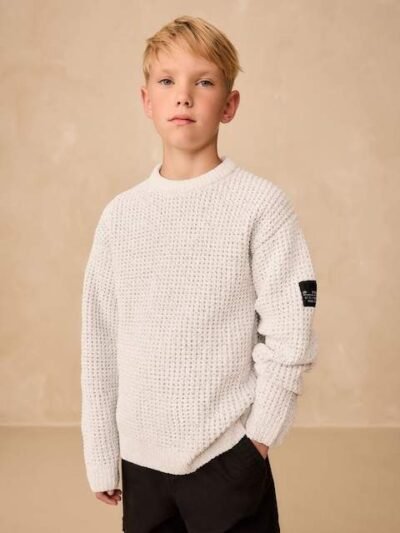 Light Grey Utility Knitted Crew Neck Jumper