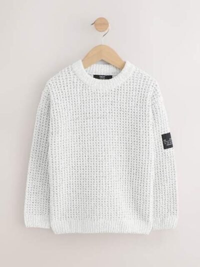 Light Grey Utility Knitted Crew Neck Jumper