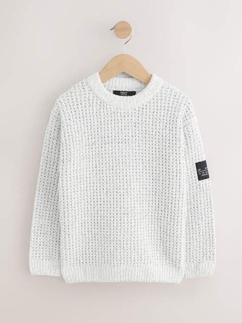 Light Grey Utility Knitted Crew Neck Jumper