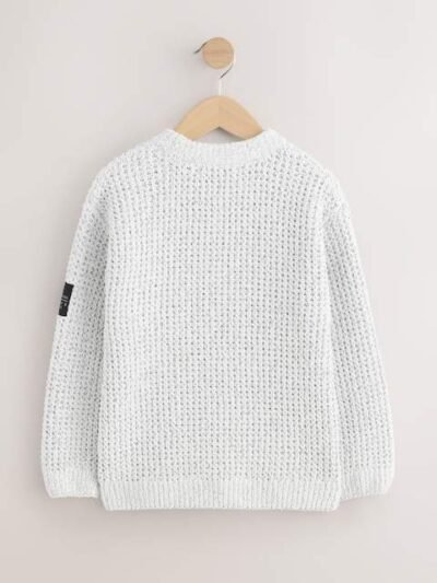 Light Grey Utility Knitted Crew Neck Jumper