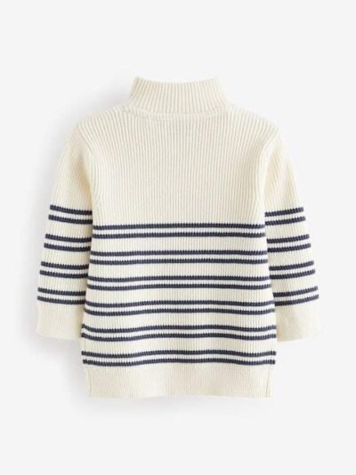 Ecru Cream Knitted Quarter Zip Jumper