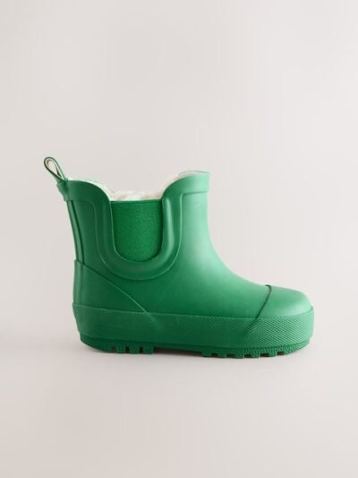 Green Warm Lined Ankle Wellies