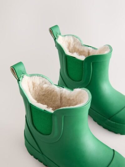 Green Warm Lined Ankle Wellies