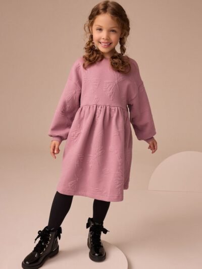 Dusky Pink Quilted Bow Jumper Dress