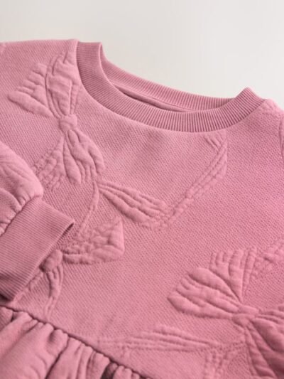 Dusky Pink Quilted Bow Jumper Dress