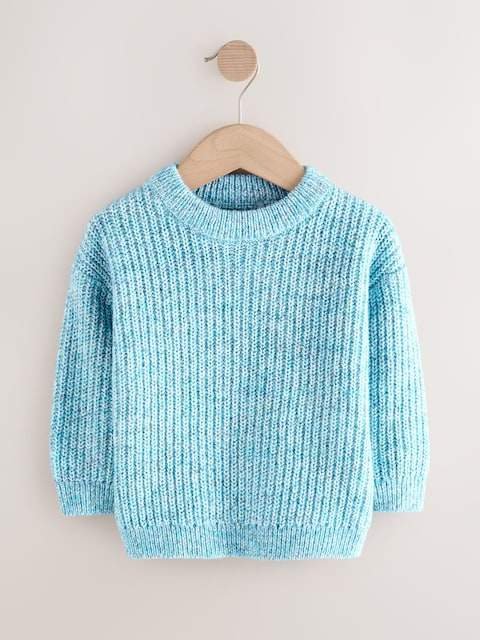 Blue Knitted Crew Neck Jumper