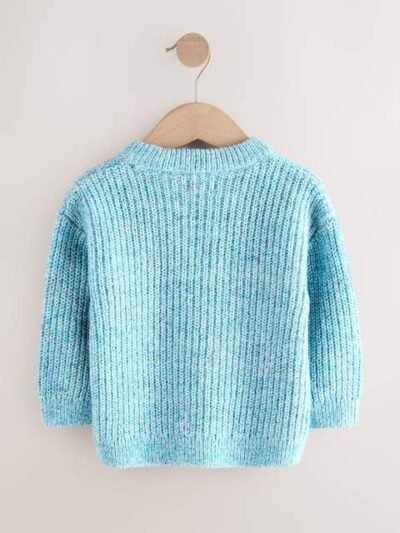 Blue Knitted Crew Neck Jumper