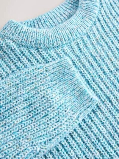 Blue Knitted Crew Neck Jumper