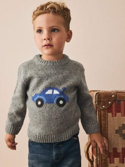 Grey Car Knitted Jumper