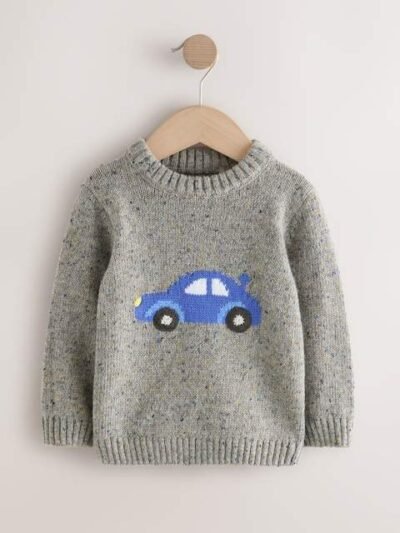 Grey Car Knitted Jumper