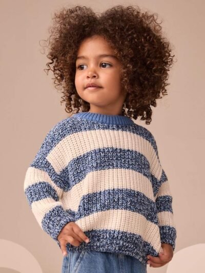 Blue/White Stripe Knitted Jumper