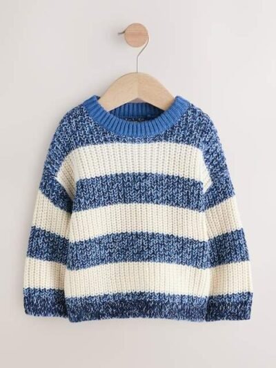 Blue/White Stripe Knitted Jumper
