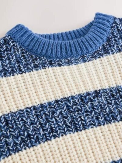 Blue/White Stripe Knitted Jumper