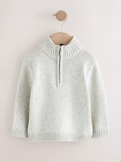 Neutral Knitted Quarter Zip Jumper