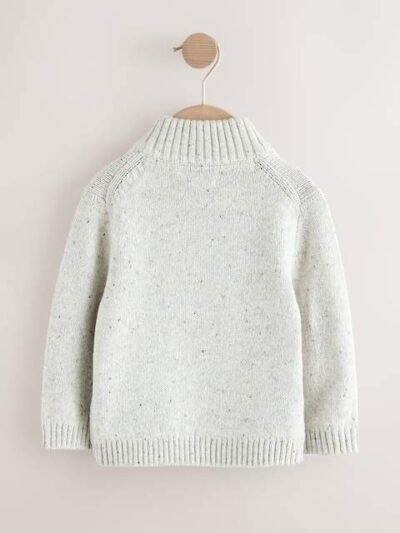 Neutral Knitted Quarter Zip Jumper