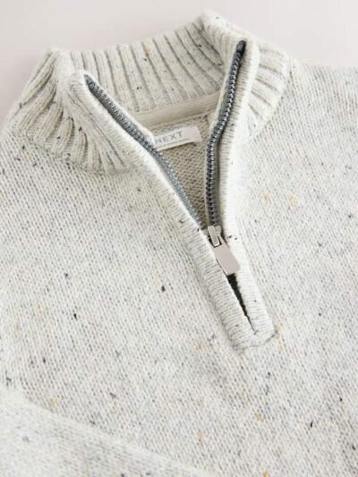 Neutral Knitted Quarter Zip Jumper