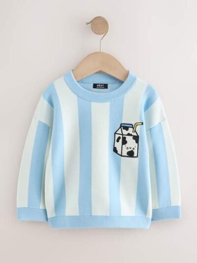 Light Blue Knitted Crew Neck Jumper