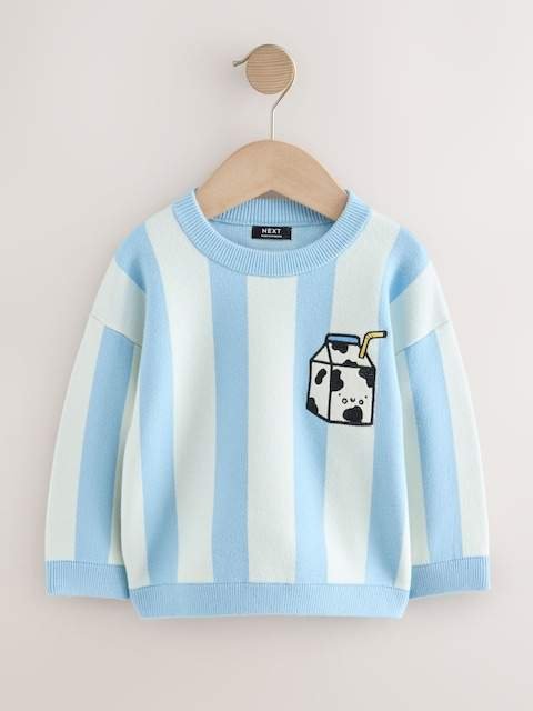Light Blue Knitted Crew Neck Jumper
