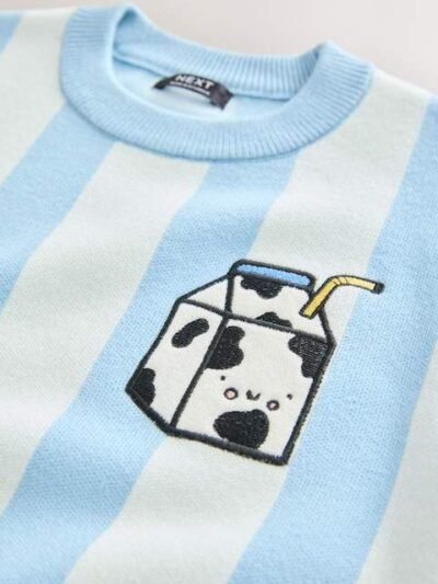 Light Blue Knitted Crew Neck Jumper