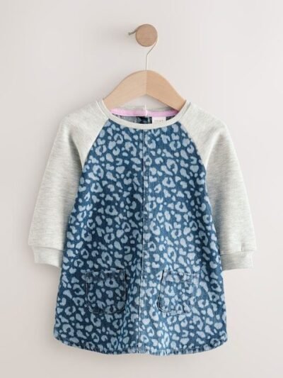 Animal Print Raglan Denim Dress