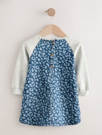 Animal Print Raglan Denim Dress