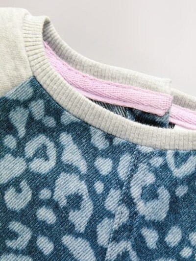 Animal Print Raglan Denim Dress